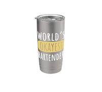 World's Okayest Bartender Funny Bartending Novelty Stainless Steel Insulated Tumbler