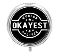 Worlds Okayest Brother Pill Box Portable Round Medicine Storage Boxes Pill Case Organizer for Purse Pocket Travel