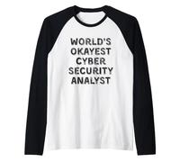 World's Okayest Cyber Security Analyst Vintage Sarcastic IT Raglan Baseball Tee