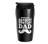 World's Okayest Dad Beard Coffee Cup Travel Mug with Leakproof Lid Double Wall Tumbler Water Bottle 250ml