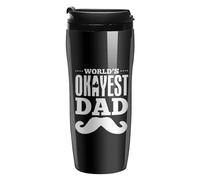 World's Okayest Dad Beard Coffee Cup Travel Mug with Leakproof Lid Double Wall Tumbler Water Bottle 350ml