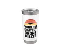 Worlds Okayest Drone Pilot Sunset Retro Humor Stainless Steel Insulated Tumbler