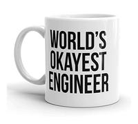 Worlds Okayest Engineer Funny Scientific Mechanical Mug Luxury Coffee Mug Cute Ceramic Drinkware for Latte Milk Cappuccino 330Ml