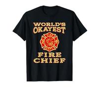Worlds Okayest FIRE Chief Badge Funny Firefighter Fireman Value Graphic T-Shirt