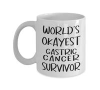 Worlds Okayest Gastric Cancer Survivor Gifts Tea Cup Funny Coffee Mug Durable Ceramic Drinkware for Latte Office Beverages 330Ml