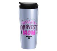 World's Okayest Mom Coffee Cup Travel Mug with Leakproof Lid Double Wall Tumbler Water Bottle 350ml