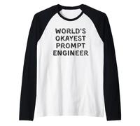 World's Okayest Prompt Engineer Retro Vintage Sarcastic AI Raglan Baseball Tee