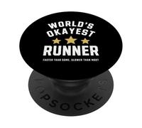 Worlds Okayest Runner Funny Sarcastic Running Marathon Train PopSockets Adhesive PopGrip