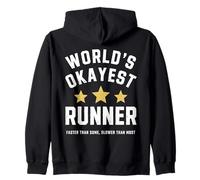 Worlds Okayest Runner Funny Sarcastic Running Marathon Train Zip Hoodie
