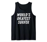 World's Okayest Surfer Retro Vintage Sarcastic Ocean Tank Top