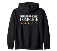 World's Okayest Triathlete Funny Athlete Zip Hoodie