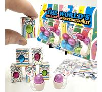 World's Smallest Easter Egg - Pack of 14 Tiny Miniature Solid Chocolate Easter Eggs with flat packed boxes to assemble at home and Easter Bunny - Fun Novelty Gift For Children, Friends, Relatives (14)