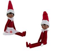 World's Smallest Elf on The Shelf Bundle Set of 2 Boy and Girl Dark Skin - Less Than 4 Inches Tall