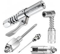 World's Smallest Grease Coupler Only 0.53" with Cleaning Tool,High Pressure Quick Release Grease Tips,Fit 1/8" NPT Manual/Electric Grease Gun for Greasing Locks onto Zerk Fittings (Grease Tip 5P)