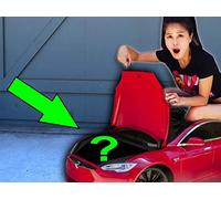 World's Smallest Tiny 24 Hour Challenge in Mini Tesla & Found Abandoned Mystery Box