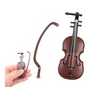 Worlds Smallest Violin Miniature Violin Wooden Model Violin Keychain Mini Musical Ornament Toy Office New Year Gifts for Decorating Dollhouse Home