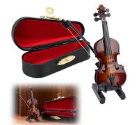 Worlds Smallest Violin Model, Wooden Tiny Violin Toy Case Tiny Violin with Bow and Case Mini Musical Instrument Instrument Decor Gift for Men Women Festival Birthday Gift Dollhouse Home Office Decor
