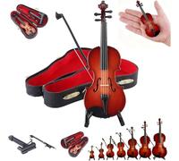 Worlds Smallest Violin, World's Smallest Mini Violin Model with Bow Case Stand, Tiny Musical Instrument Collectible Home Decor (20cm / 7.87in)