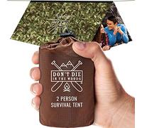 World's Toughest Ultralight Survival Tent • 2 Person Mylar Emergency Shelter Tube Tent + Paracord • Year-Round All Weather Protection For Hiking, Camping, & Outdoor Survival Kits (Camo)