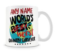Worlds Worst Quantity Surveyor Mug - Add Name - Quantity Surveyor Gift