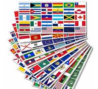 Worldwide Country Flags Sticker Set XXL - 300 Rectangular Flag Stickers on 10 Sheets, Waterproof & UV-resistant, 5 x 3-3.3 cm, for Model Building, Luggage, Decoration