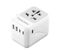 Worldwide Travel Plug Adaptor, TraveJuice Universal Plug Adapter with 3 USB-C & 2 USB-A, Dual 10A Fuses International Travel Adapter Power Outlet Charger for EU UK US AU CN 150+Countries