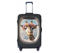 Worltoldb Travel Luggage Cover Polyester Suitcase Protector Washable Baggage Covers, Giraffe Airplane, Small