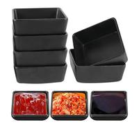 WORLUDE Square Ceramic Dipping Bowls - Black Snack Bowls Set of 6, 3 Ounce Porcelain Small Mini Bowl Square Soy Sauce Dish Perfect for Snacks, Dips, Side Dishes, Sushi Soy, Condiments and Nibbles