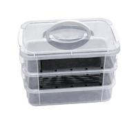 Worm Breeding Kit - Mealworm Farm Bin for Sustainable Live Feed with Clear Fine Mesh | ABS Build with Stackable Layer Function, Feeding Habitat, Bearded Dragon Lizard 27x19x18cm 460g