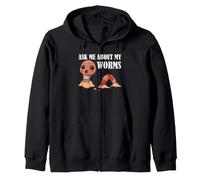 Worm Farm Ask Me About My Worms Cute Composting Humor Zip Hoodie