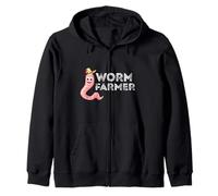 Worm Farmer Happy Worm Farmer Red Wiggler Worm Garden Zip Hoodie