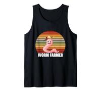 Worm Farmer Retro Vintage Worm Hat Red Wiggler Worm Compost Tank Top