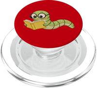 Worm Loves Reading Design in Embroidery Look for Book Lovers PopSockets PopGrip for MagSafe