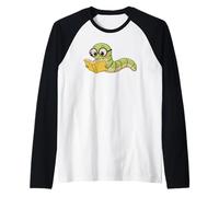 Worm Loves Reading Design in Embroidery Look for Book Lovers Raglan Baseball Tee
