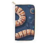 Worm Shape Biological Slim Thin Credit Card Wallet, PU Leather Bifold Cash Wallet, Zipper Coin Pocket Id Window Wallet Storage Bag Wallet Coin Purse Pouch Change Holder Small with Zipper for Men And W
