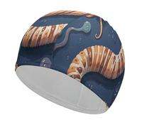 Worm Shape Biological Swim Cap Comfortable Swimming Caps Stretchable Durable Swimming Hat for Men and Women