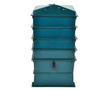 Wormery Composter 4 Compartments Made of Green HDPE Plastic 42 x 42 x 60 cm with Cones for Organic Liquid Fertiliser, Garden Care Accessories for Kitchen Waste and Efficient Composting in the Garden