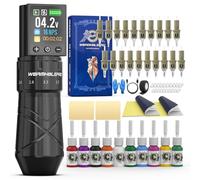 WORMHOLE PRO Tattoo Gun Tattoo Kit with 2,300 mAh Capacity Battery, 5 Adjustable Stroke, Normal/Jump-Start/Dot Working Mode, Wireless Tattoo Machine 20Pcs Tattoo Needles for Artists - Black