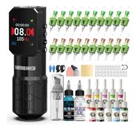 Wormhole Tattoo Gun 85pcs Tattoo Kit Complete Wireless Pen Kit Aluminum Alloy Smart Tattoo Pen with 1500mAh Power Supply Tattoo Supplies for Professional Tattooist WTK377