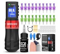 Wormhole Tattoo Gun Kit, 2300mAh Battery, 1/56.7g Xtreme Tattoo Ink and 20 Tattoo Needles, Wireless Tattoo Machine, Multifunction Tattoo Pen, Smart Display, 7 Line Length, for