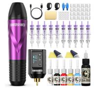 Wormhole Tattoo Gun Kit Complete Tattoo Kit Wireless Tattoo Gun Kit Wireless Tattoo Machine Kit Rechargeable Cordless Tattoo Power Supply Portable 1500mAh with LED Digital Display Tattoo Supplies