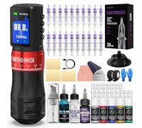 Wormhole Tattoo Gun Kit Professional Tattoo Machine with 2300mAh Battery 7 Adjustable Stroke Tattoo Ink Tattoo Blue Soap, Complete Tattoo Kit, Wireless Aluminum Alloy Tattoo Pen WTK457