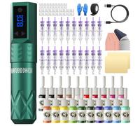 Wormhole Tattoo Gun Wireless Tattoo Kit, Aluminum Alloy Tattoo Machine with LED Display, 1200mAh Battery Dot Work & Jumpstart Mode - Professional Tattoo Gun Kit for Artists with Ink, Needles