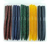 Worms for Bass Fishing: 40PCS 5.5" Wacky Worm Lures Kit with Box | Soft Plastic Baits for Freshwater Saltwater | Slow-Fluttering Action