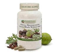 Wormwood Black Walnut and Clove Capsules 600mg Per Capsule - Triple Herbal Complex - Green Walnut Hull Extract - 60 Vegan Capsules (2 Month Supply, 1 Per Day)