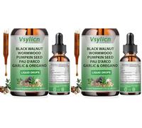 Wormwood Black Walnut and Clove Herbal Drop - Intestinal Health for Humans - Rapid Gut Cleanse & Digestive Health, for Gut Detox Cleanse and Digestive Well-Being - Alcohol-Free, 60ml (Pack of 2)