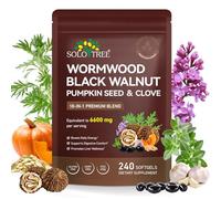 Wormwood Black Walnut Clove Capsules, 18-in-1 Premium Herbal Blend Capsules, Supports Cleanse & Digestive Health, 240 Softgels, 6600 mg per Serving