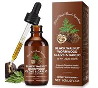 Wormwood Black Walnut Clove Liquid Drops 60ml - 20 in 1 Herbal Complex Wormwood Black Walnut and Clove, Burdock Root - Rapid Gut Cleanse, Digestive Health & Daily Wellness Support - Raspberry Flavour