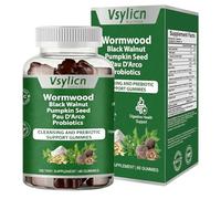 Wormwood Black Walnut Gummies for Gut Cleanse & Digestive | Parasite Cleanse Tincture/Extract with Pumpkin Seed, PAU D'Arco | Herbal Supplement for Well-Being, Probiotics & Prebiotics | 60 Count