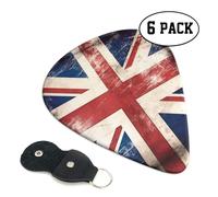 Worn British Flag 6 Double Sided Guitar Plectrum Strap Plectrum Clip Keychain Guitar Gift